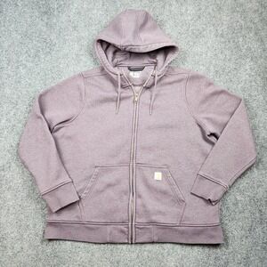 Carhartt Hoodie Womens 2XL Purple Relaxed Fit Zip Workwear Fleece Sweatshirt